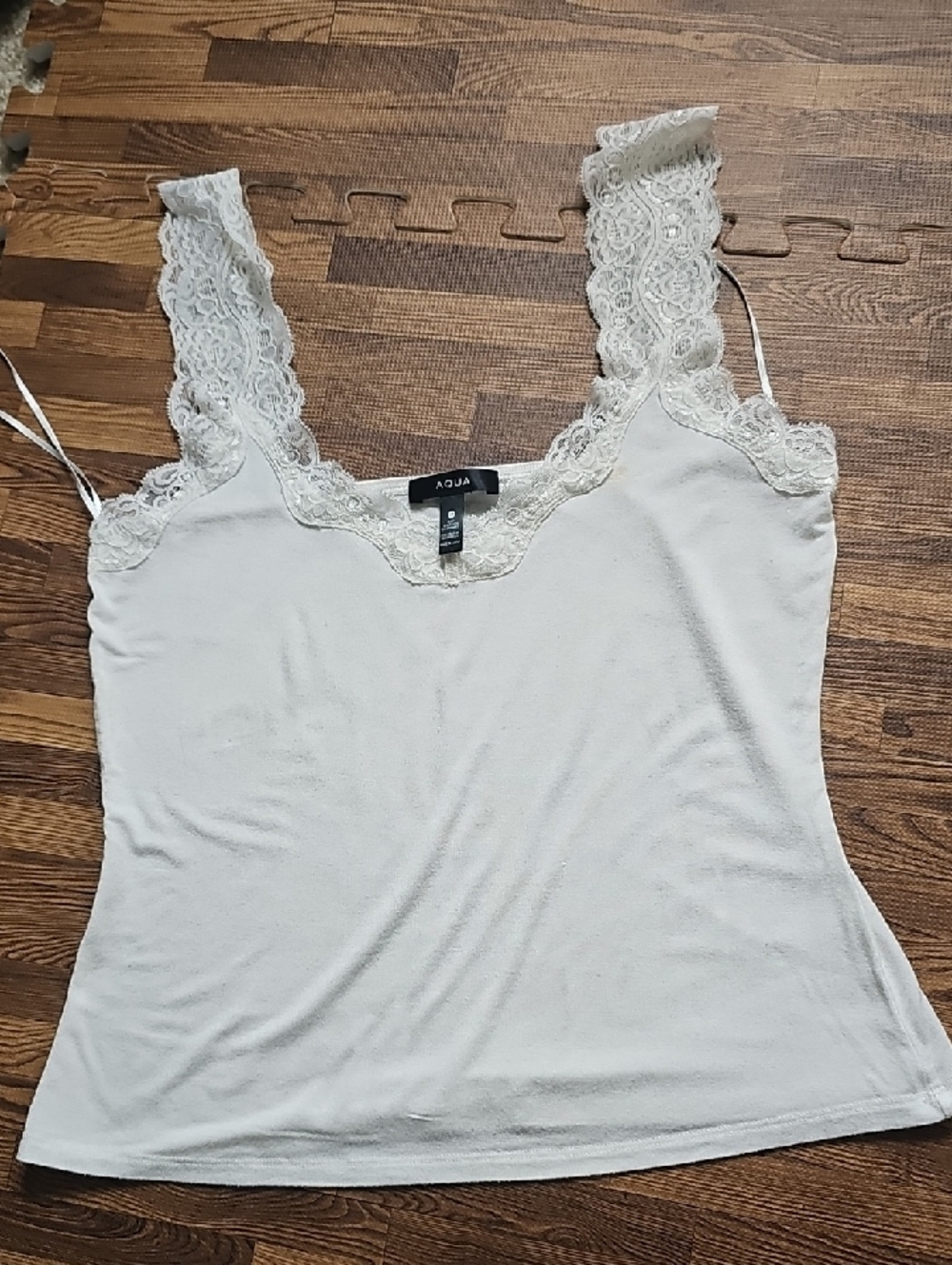 Aqua Cream Lace-Trim Camisole